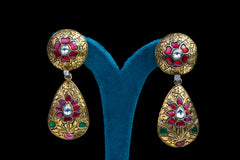 Royal Heritage Silver Necklace Set with Ruby & Green Stone Detailing