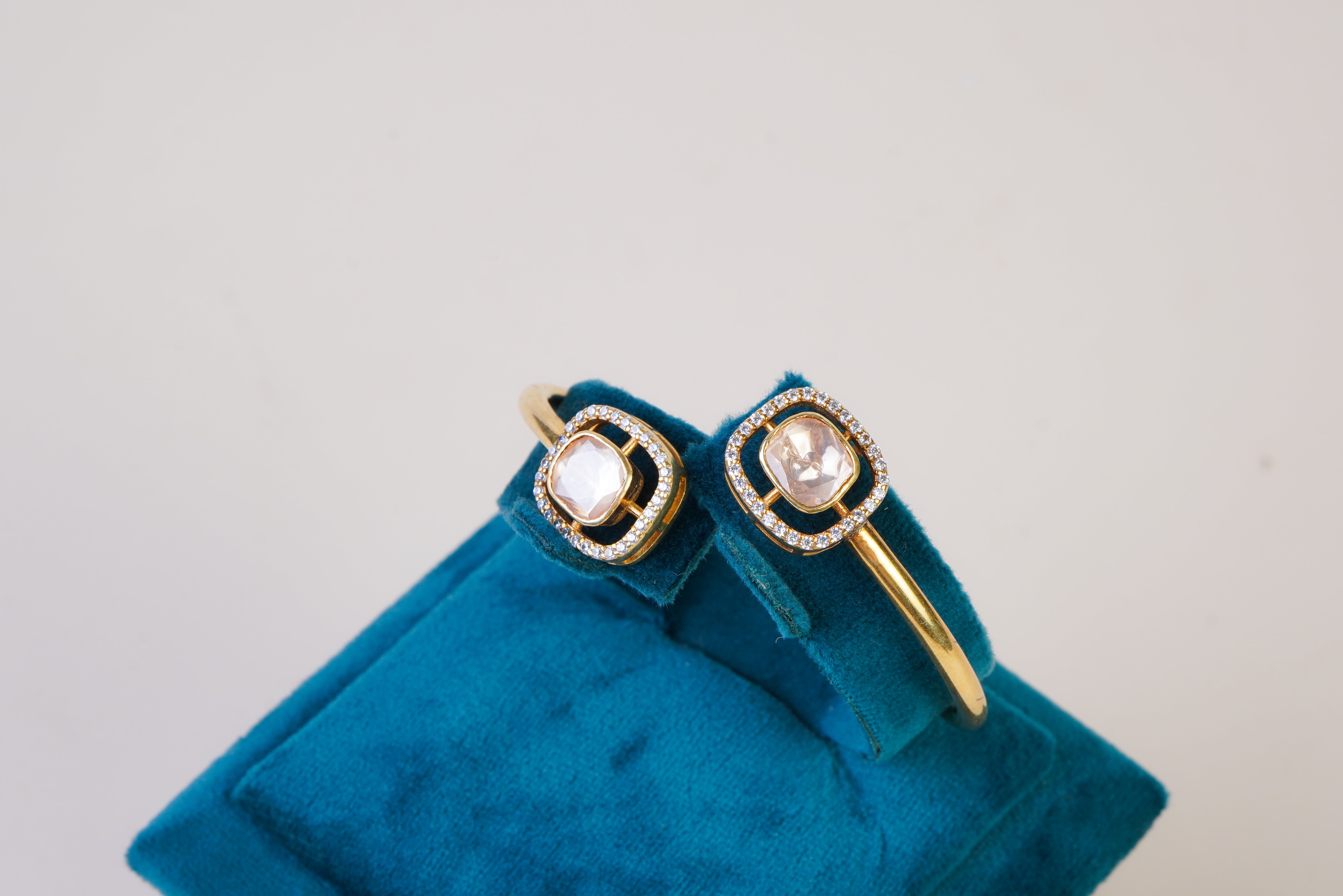 Modern Polki Diamond Open Cuff Kada Bracelet