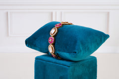 Elegant Polki Diamond & Ruby Floral Bracelet