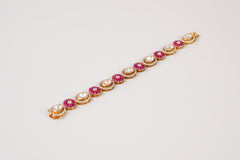 Elegant Polki Diamond & Ruby Floral Bracelet
