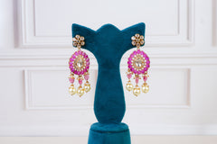 Pink Kundan Choker Set with Pearl Drops
