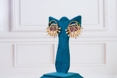 Royal Kundan Pearl Floral Stud Earrings