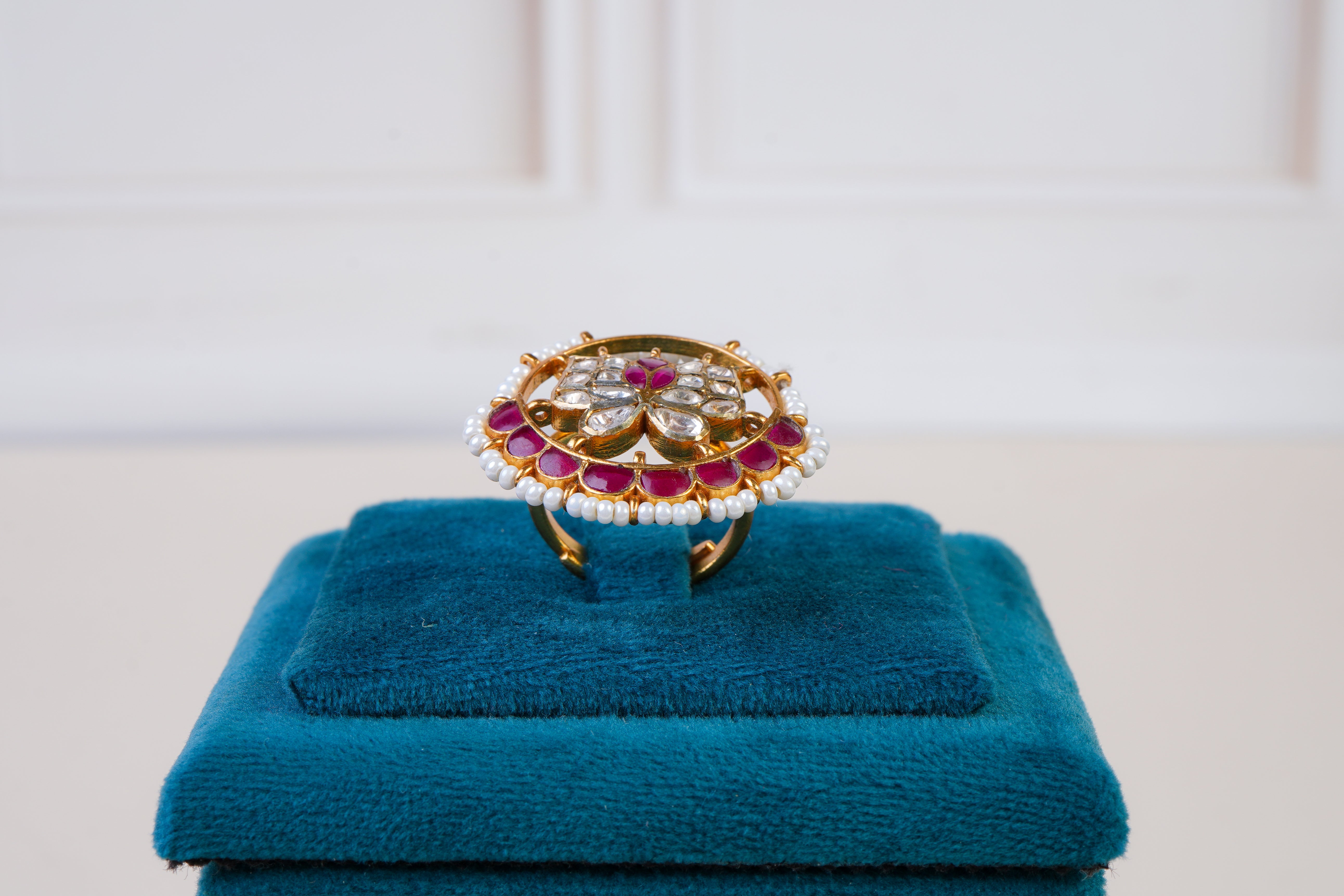 Butterfly Kundan Pearl Statement Ring