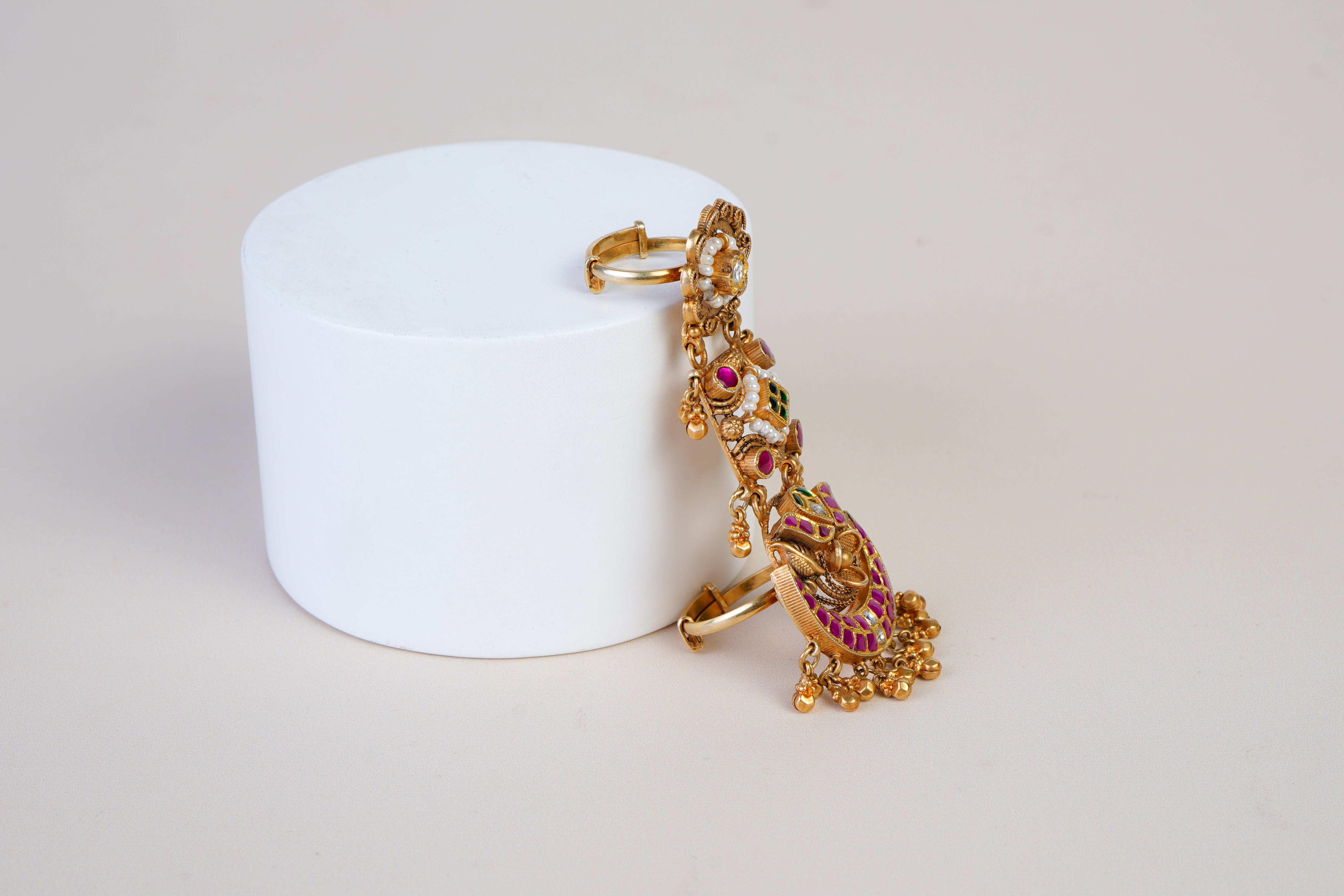 Heritage Temple Statement Ring with Ruby & Kundan Detailing