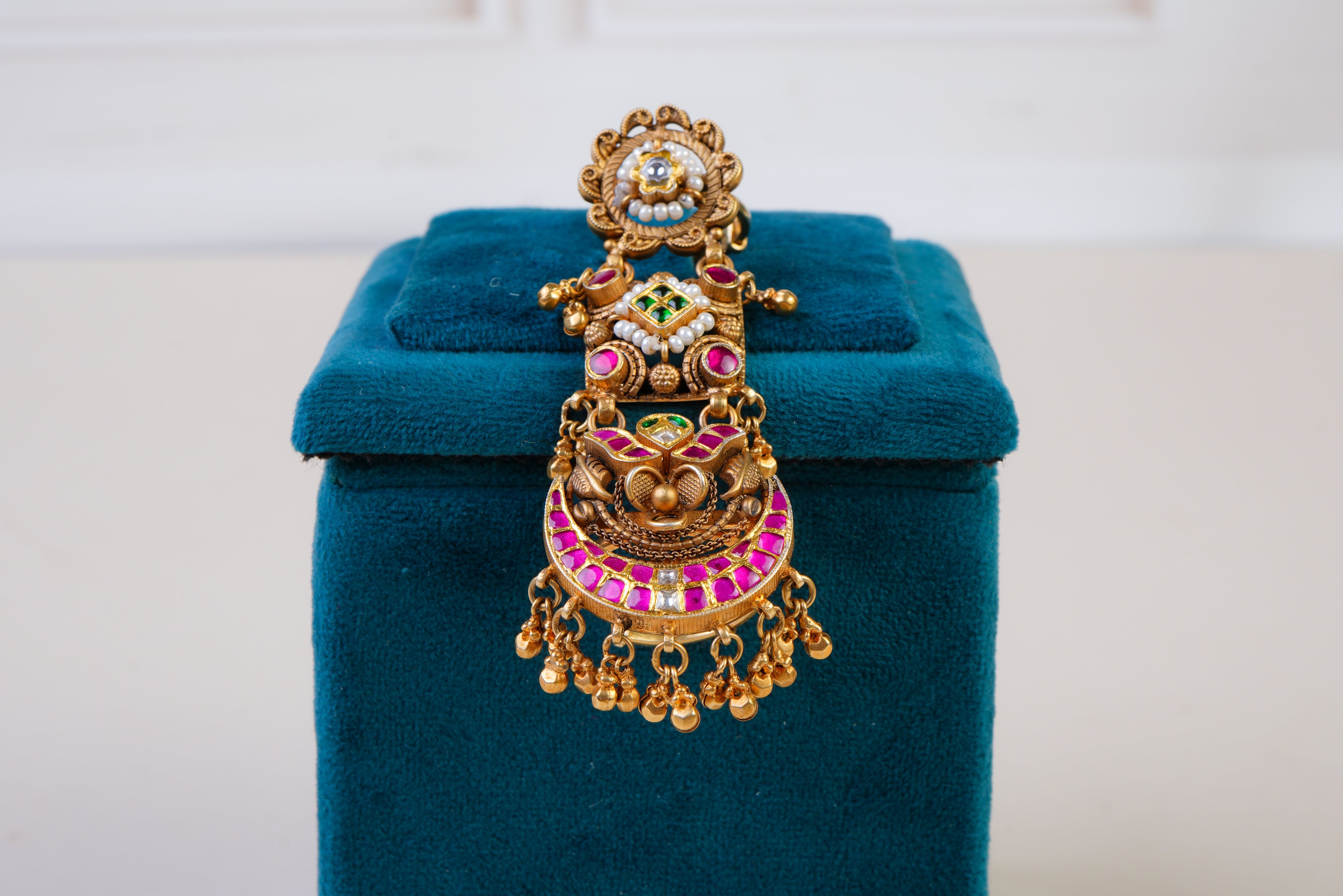 Heritage Temple Statement Ring with Ruby & Kundan Detailing