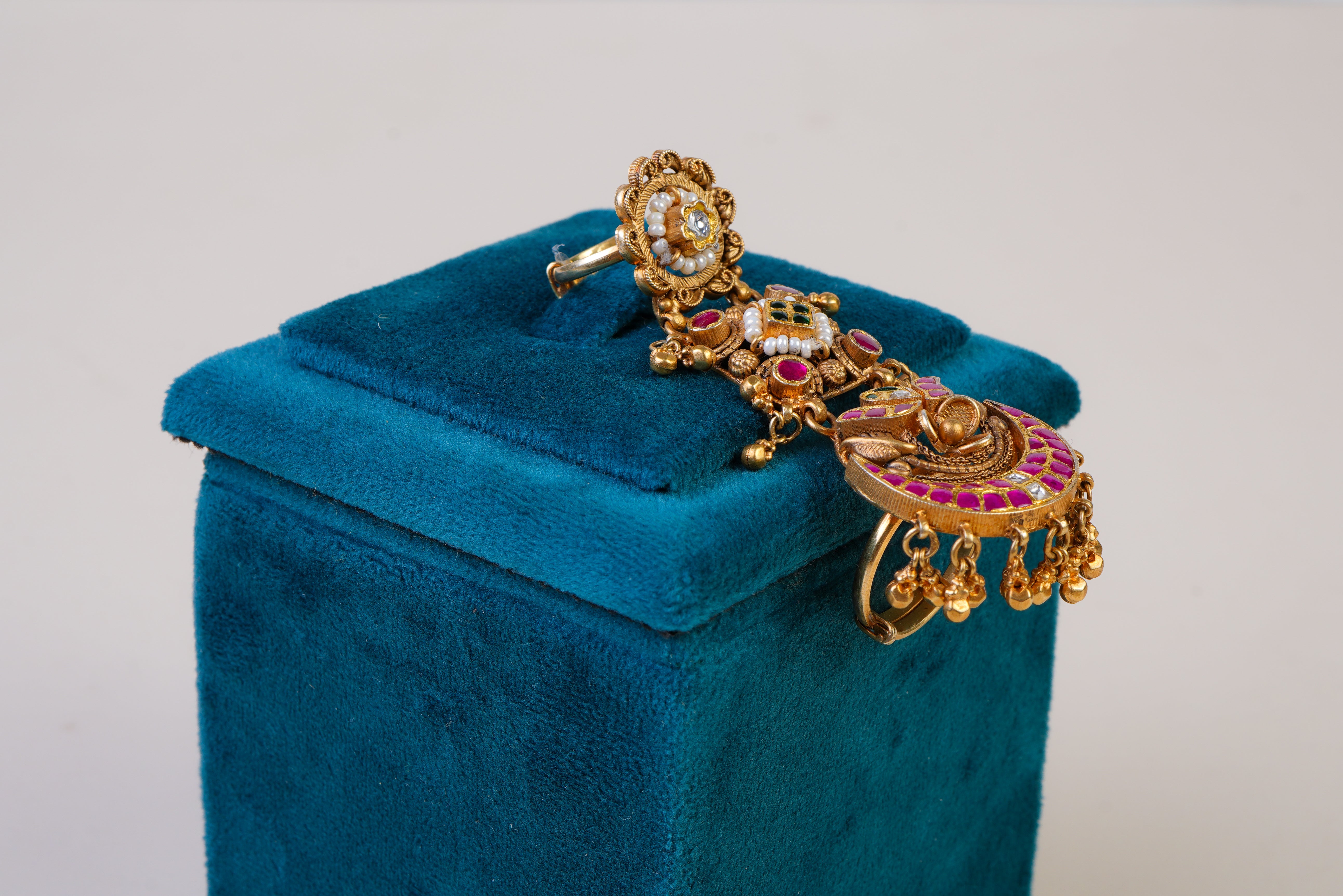 Heritage Temple Statement Ring with Ruby & Kundan Detailing