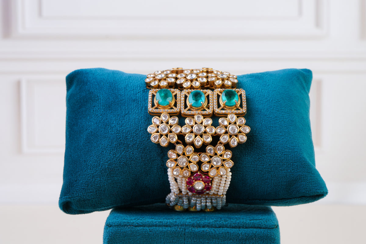 Royal Emerald & Polki Bridal Bracelet