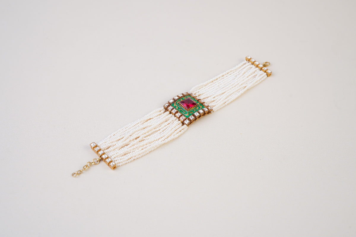 Elegant Polki Bracelet Crafted in Sterling Silver