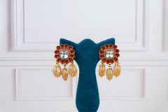 Royal Kundan Statement Necklace Set with Pearl Drops