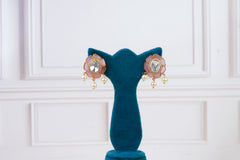 Pink Floral Polki Choker Set with Pearl Drops