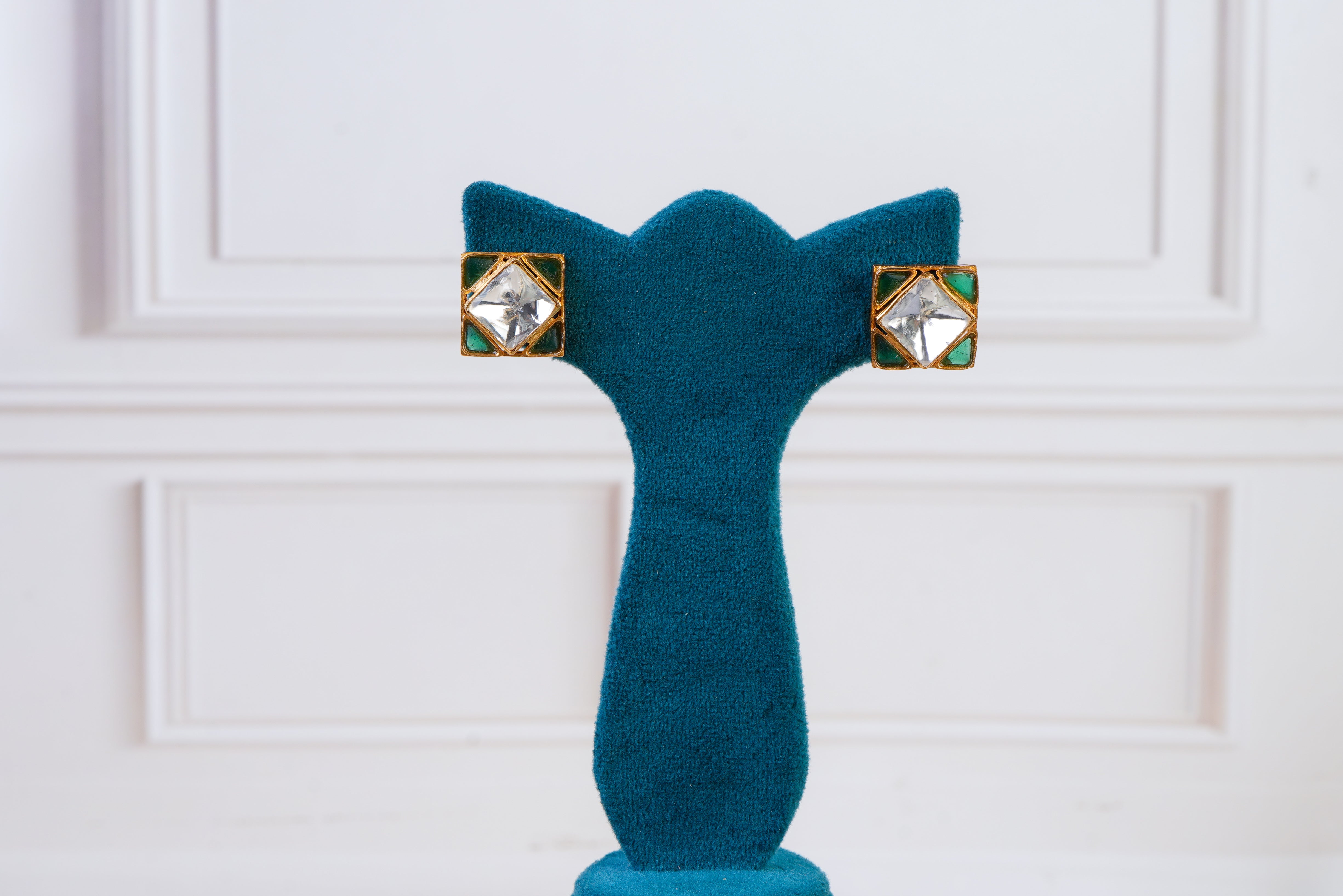 Multicolor Polki Choker Set with Stud Earrings
