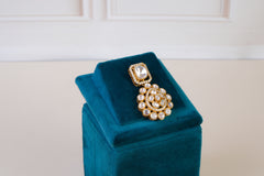Elegant Polki Pendant with Stud Earrings