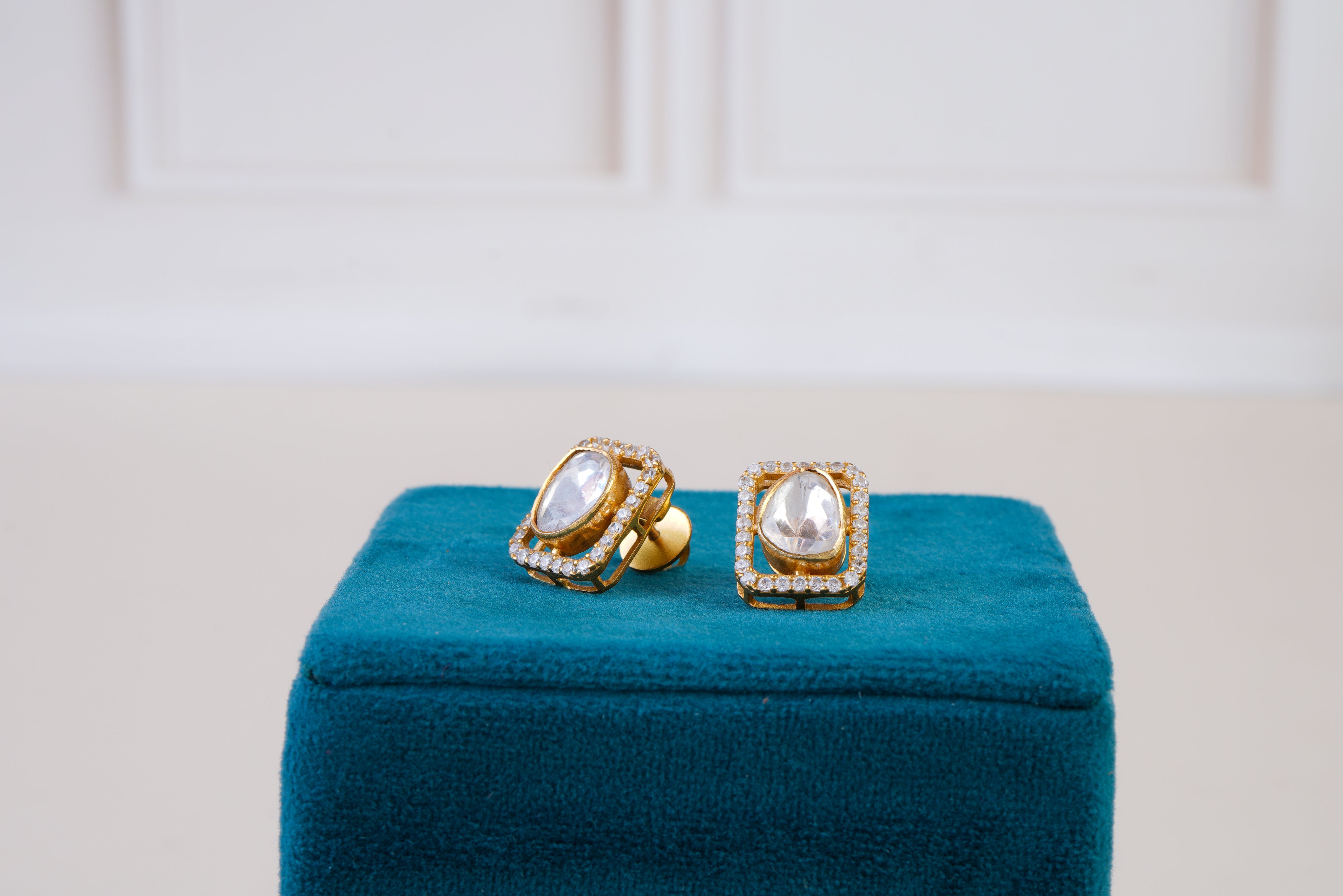 Elegant Polki Pendant with Stud Earrings