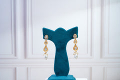 Pink Kundan Pearl Choker Set with Drop Earrings
