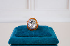 Orange Meenakari Polki Statement Ring