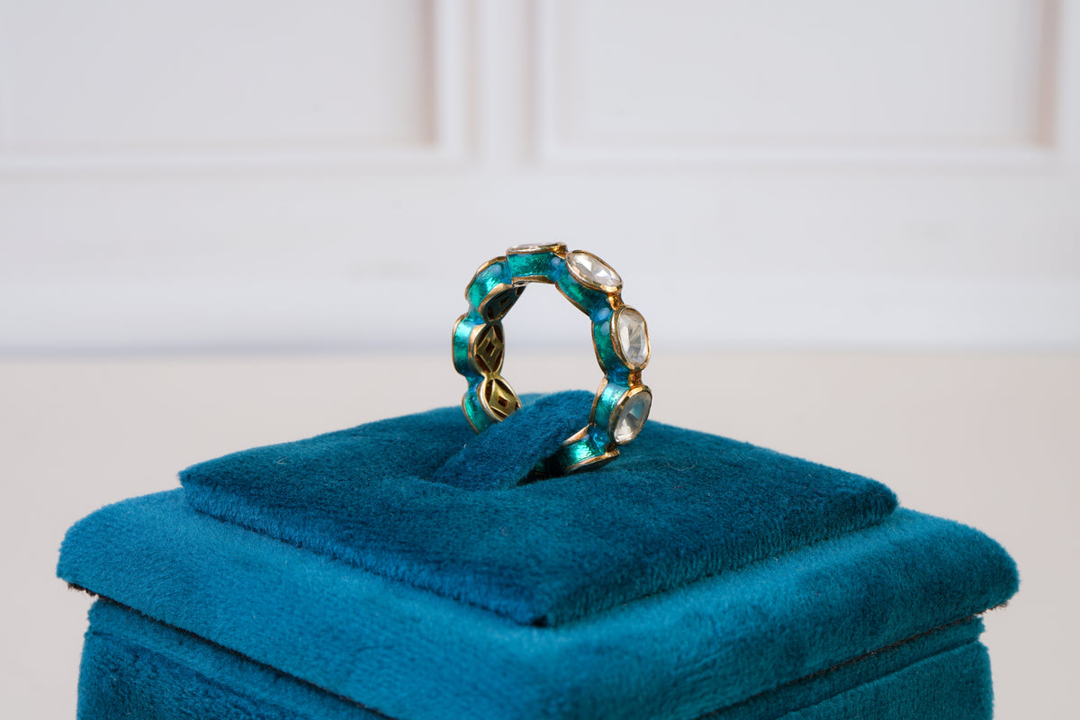 Turquoise Polki Band Ring