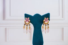 Blush Pink Floral Kundan Necklace Set