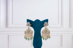 Luxury Polki Statement Necklace Set with Emerald Drops