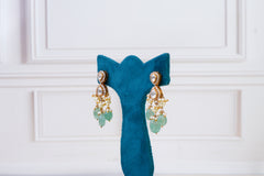 Pearl & Mint Stone Drop Earrings