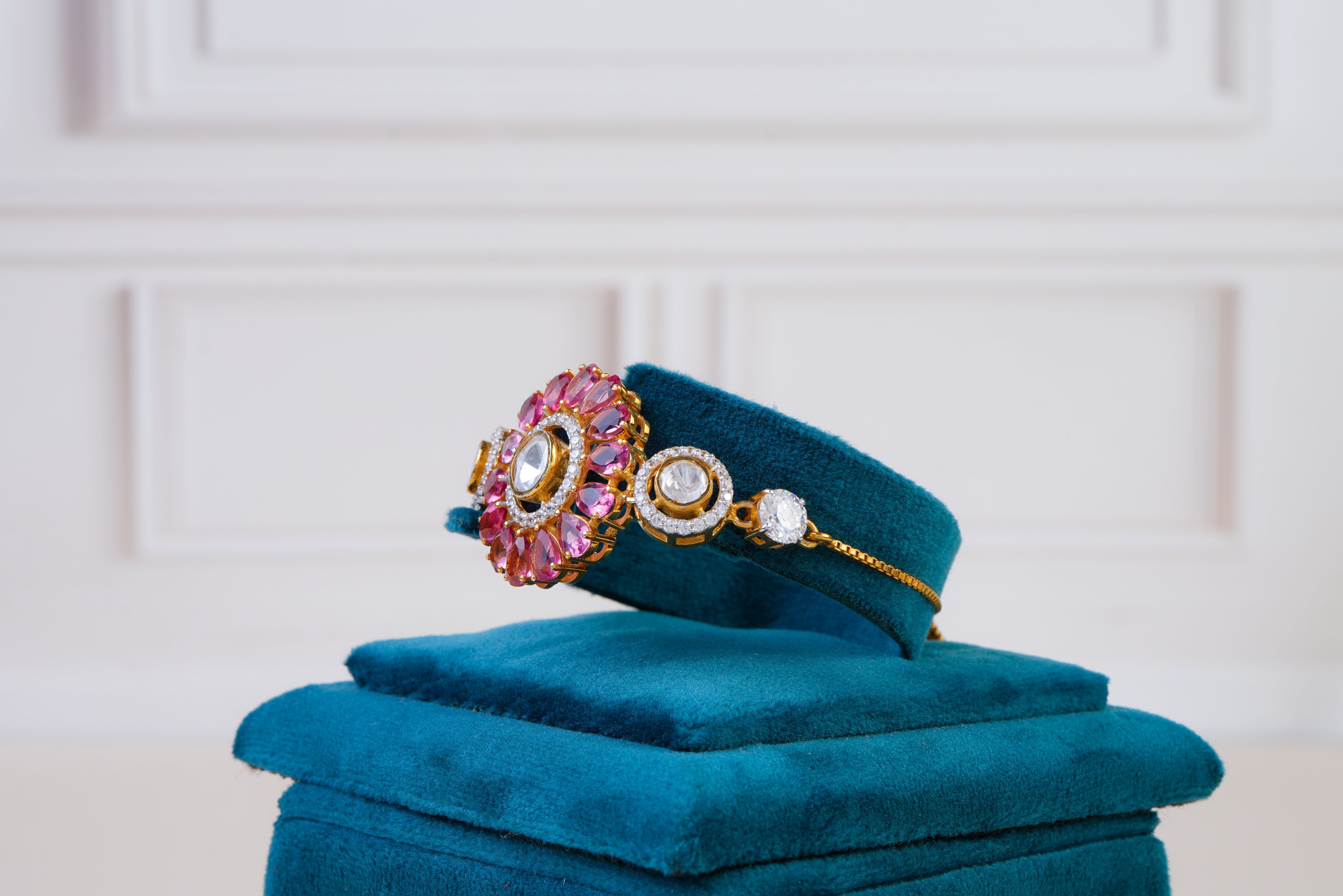 Elegant Pink Stone Adjustable Bracelet