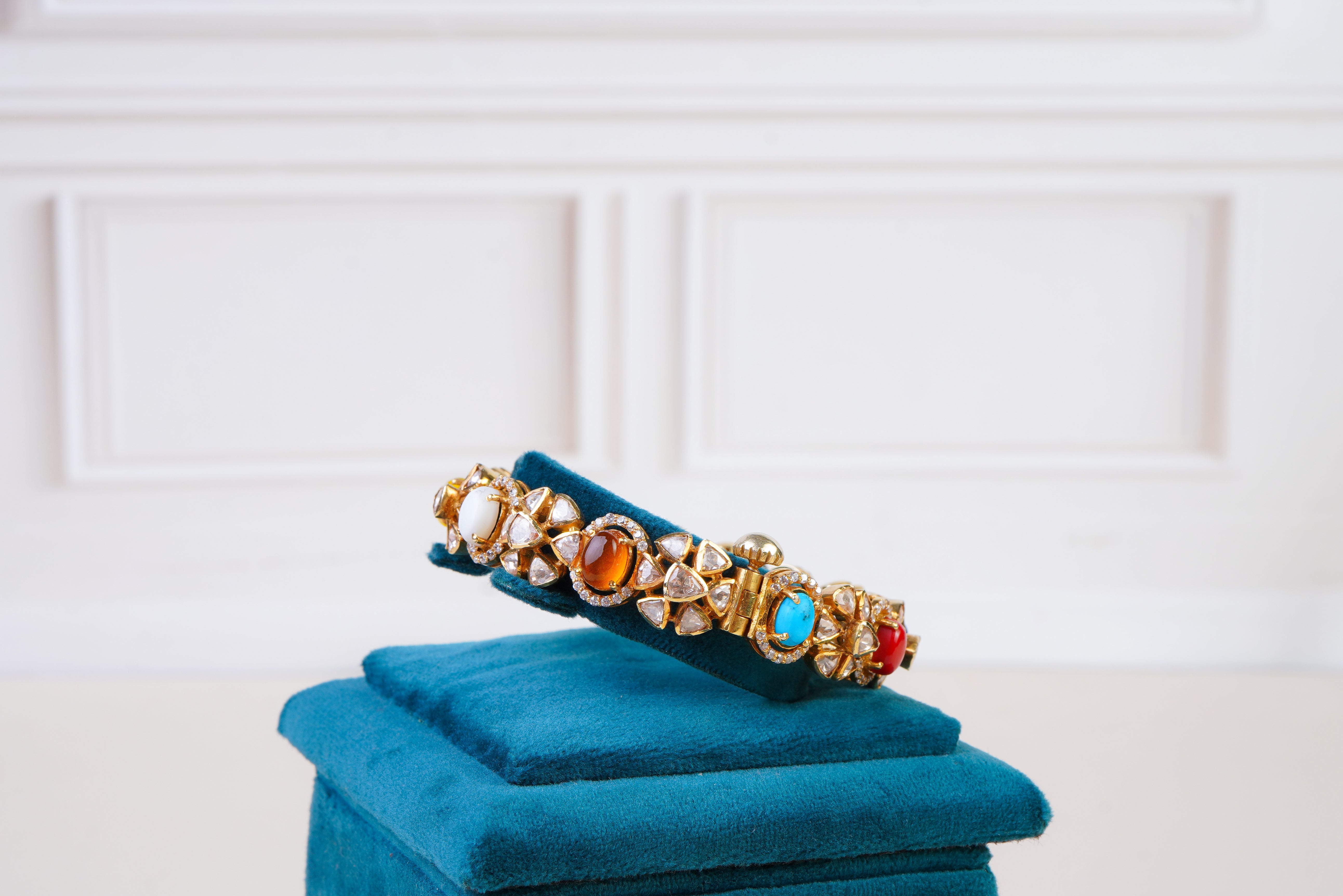 Royal Navratna Kundan Bangle Bracelet