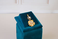 Floral Polki Pendant with Matching Stud Earrings