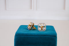 Geometric Polki Pendant Set with Matching Stud Earrings