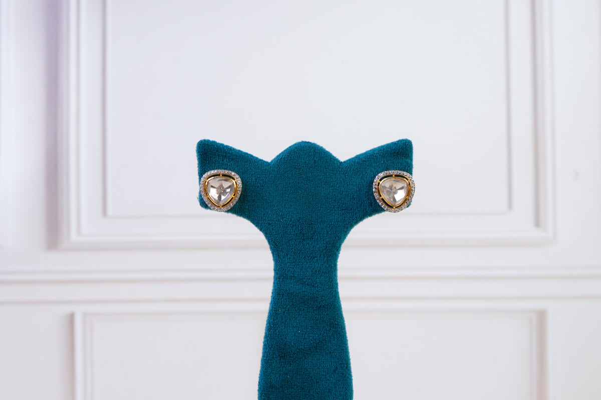Classic Polki Teardrop Stud Earrings