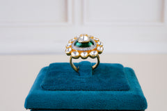 Emerald Polki Halo Statement Ring