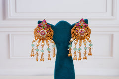 Grand Temple Kundan Pearl Necklace Set