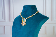 Elegant Green Stone Kundan Necklace Set