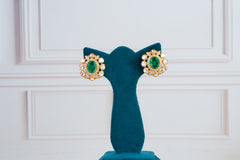 Elegant Green Stone Kundan Necklace Set
