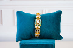 Elegant Green Kundan Adjustable Bracelet