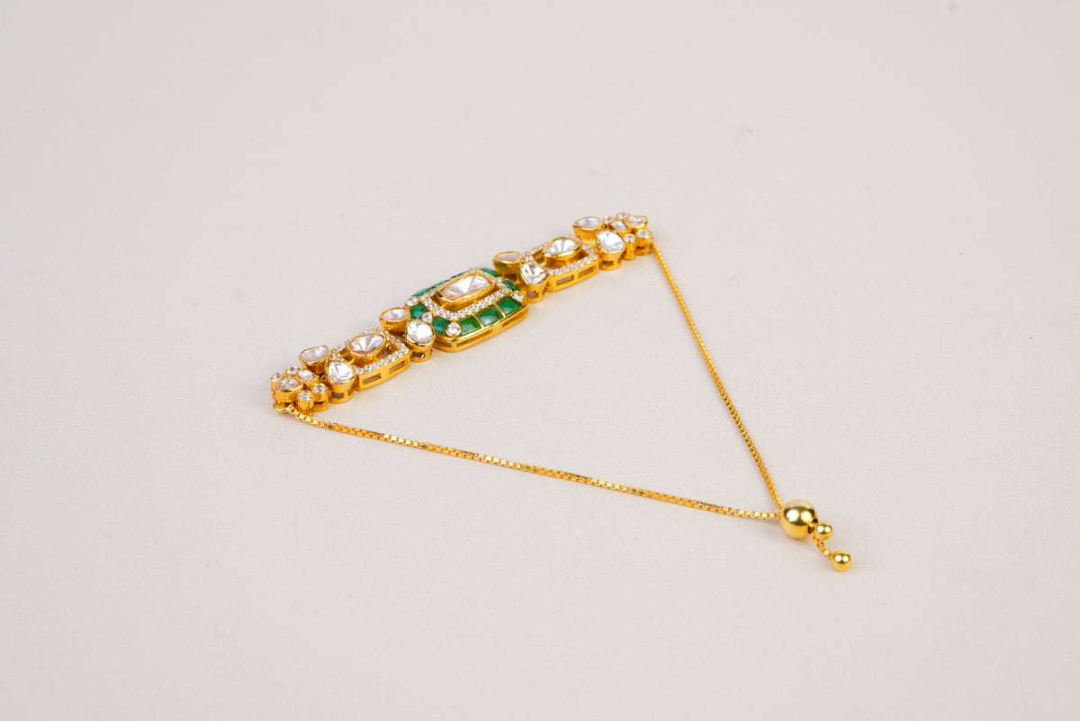 Elegant Green Kundan Adjustable Bracelet