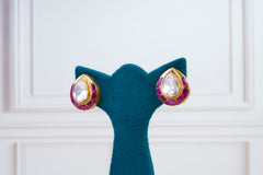 Ruby Accent Kundan Stud Earrings