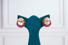 Ruby Accent Kundan Stud Earrings