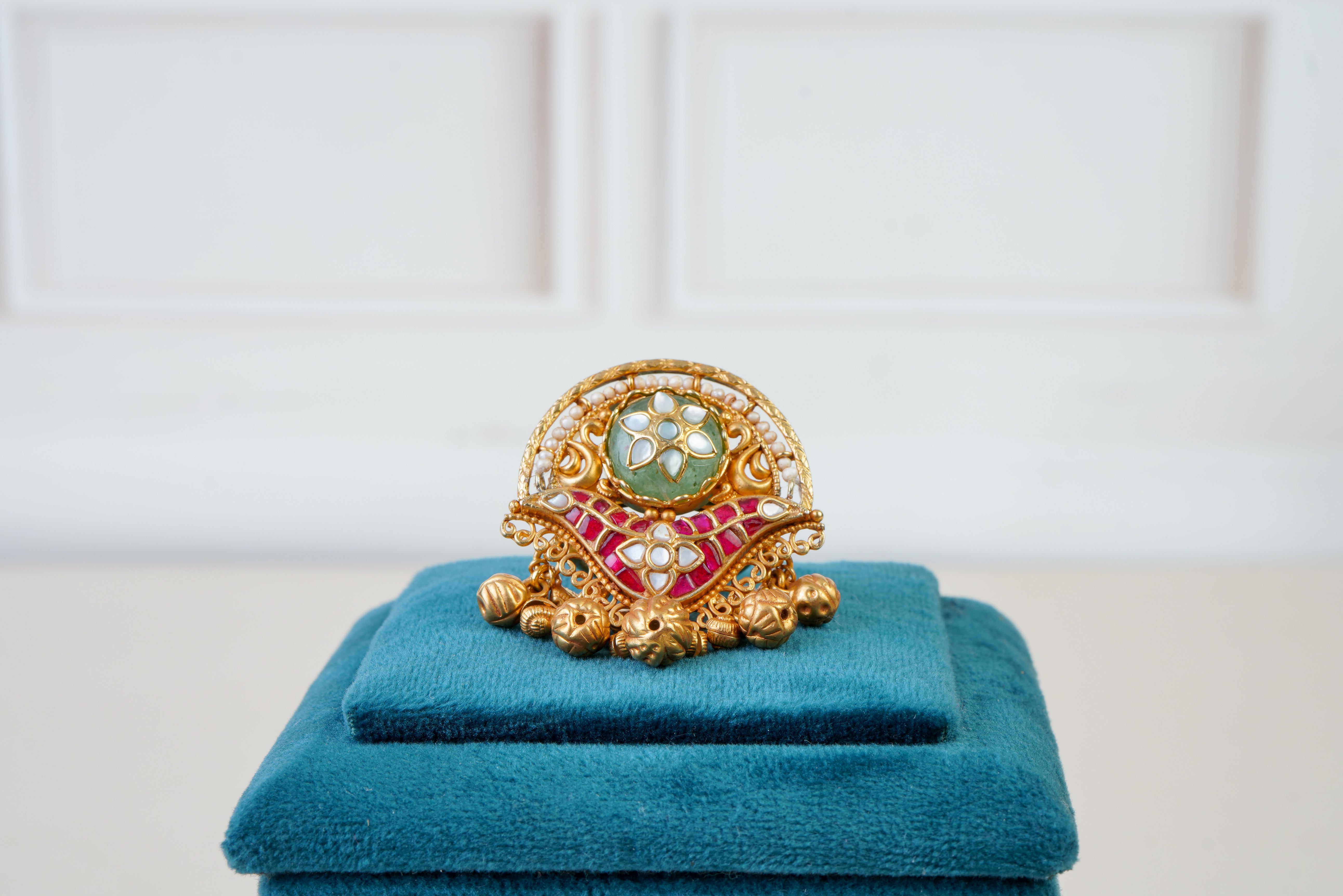 Antique Kundan Meenakari Dome Statement Ring