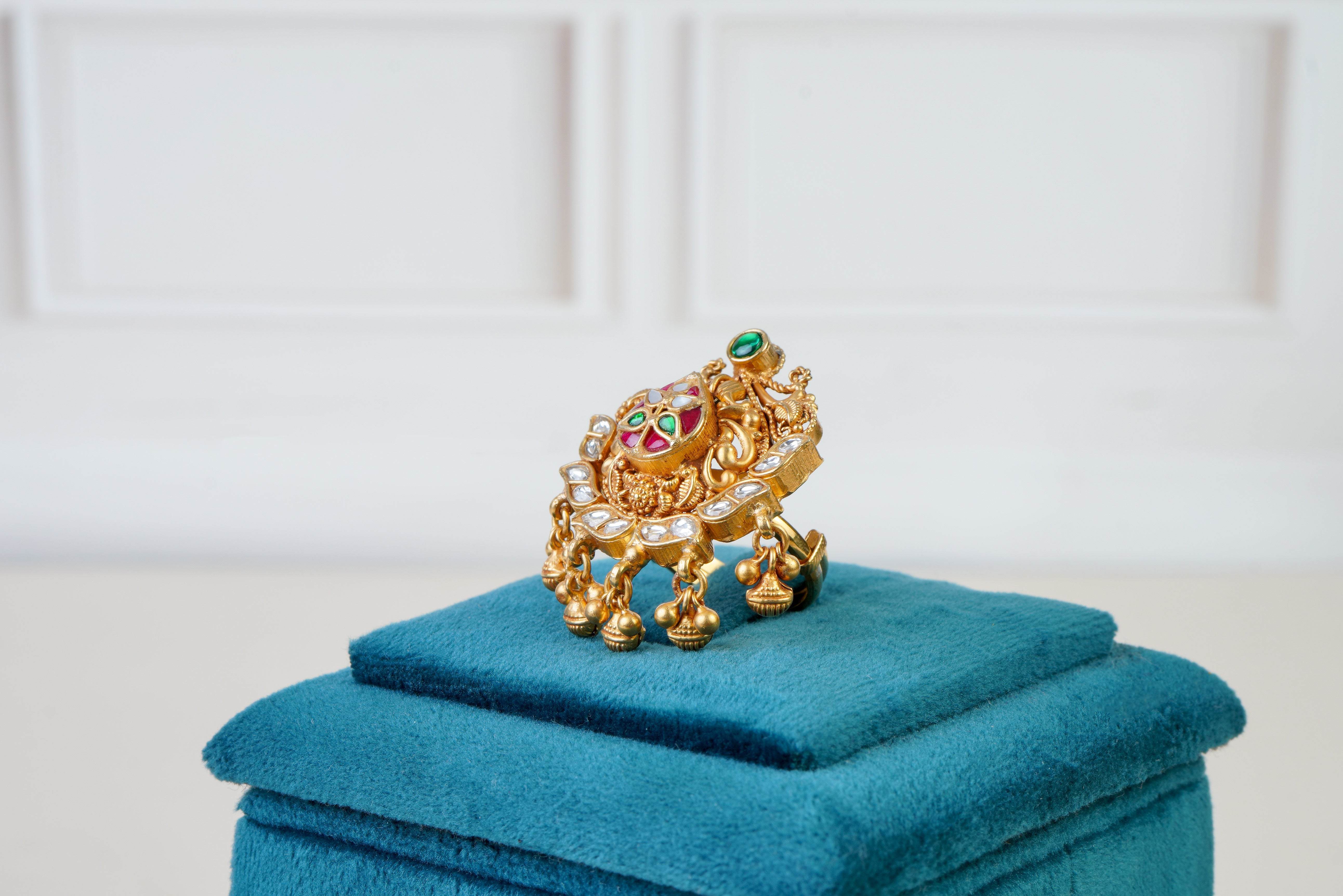 Royal Temple Kundan Statement Ring