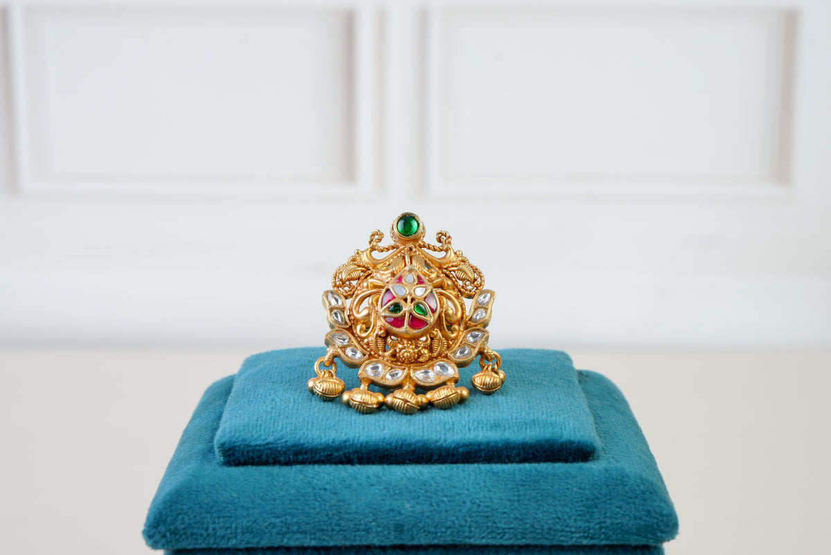 Royal Temple Kundan Statement Ring