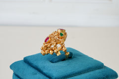 Antique Ruby Emerald Kundan Statement Ring