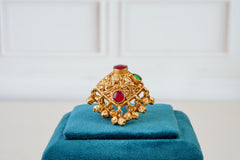 Antique Ruby Emerald Kundan Statement Ring