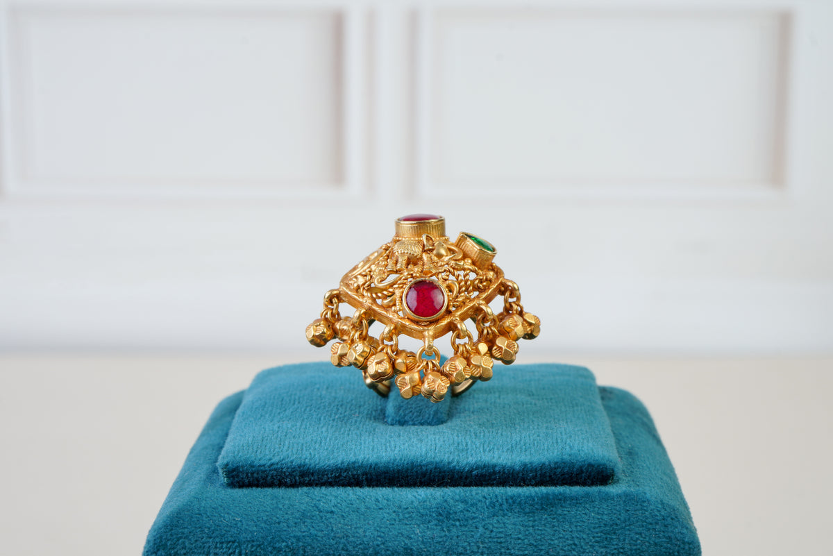 Antique Ruby Emerald Kundan Statement Ring
