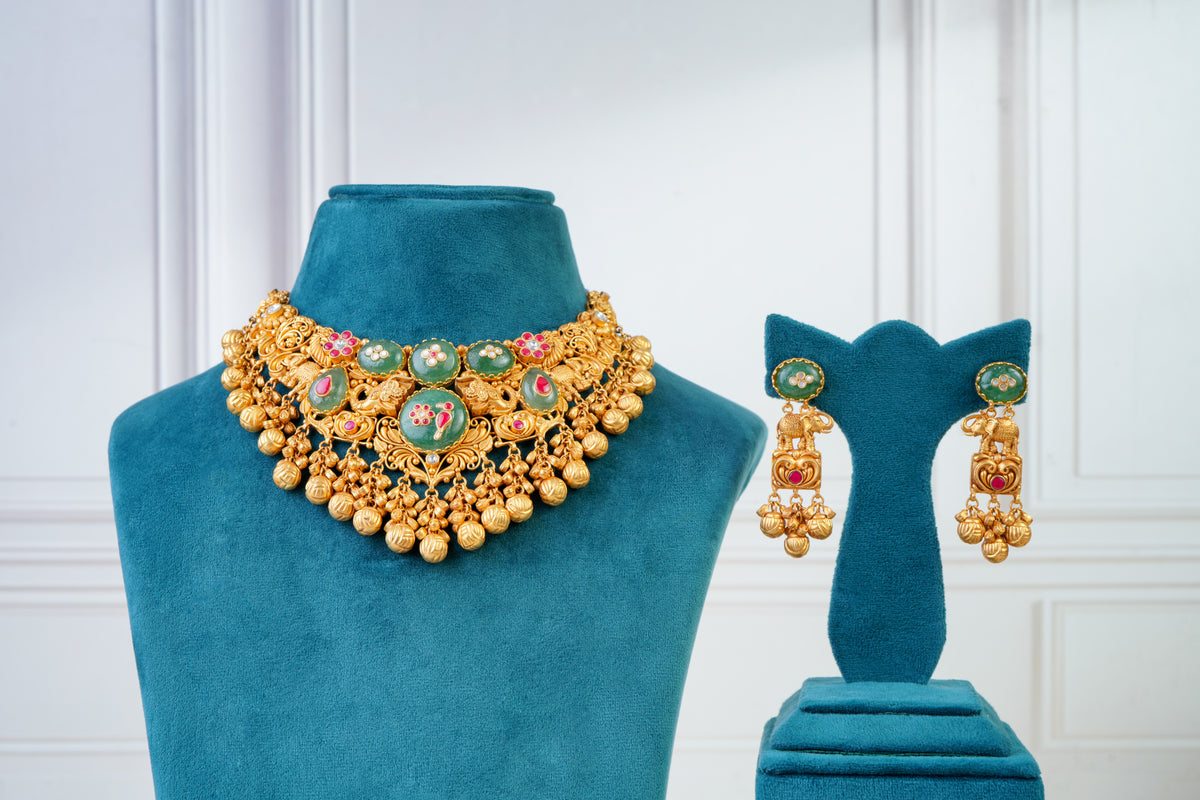 Heritage Temple Kundan Choker Set