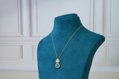 Minimal Polki Pendant Necklace Set with Emerald Drop