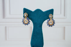 Polki Pendant Set with Sapphire Blue Accents