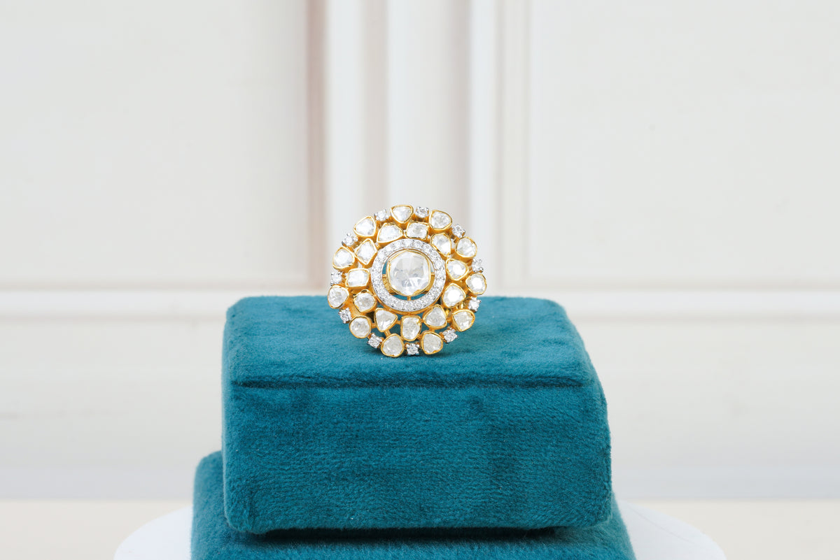 Silver Polki Statement Ring