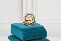 Silver Kundan Cocktail Ring