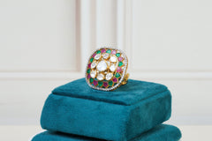 Silver Kundan Cocktail Ring