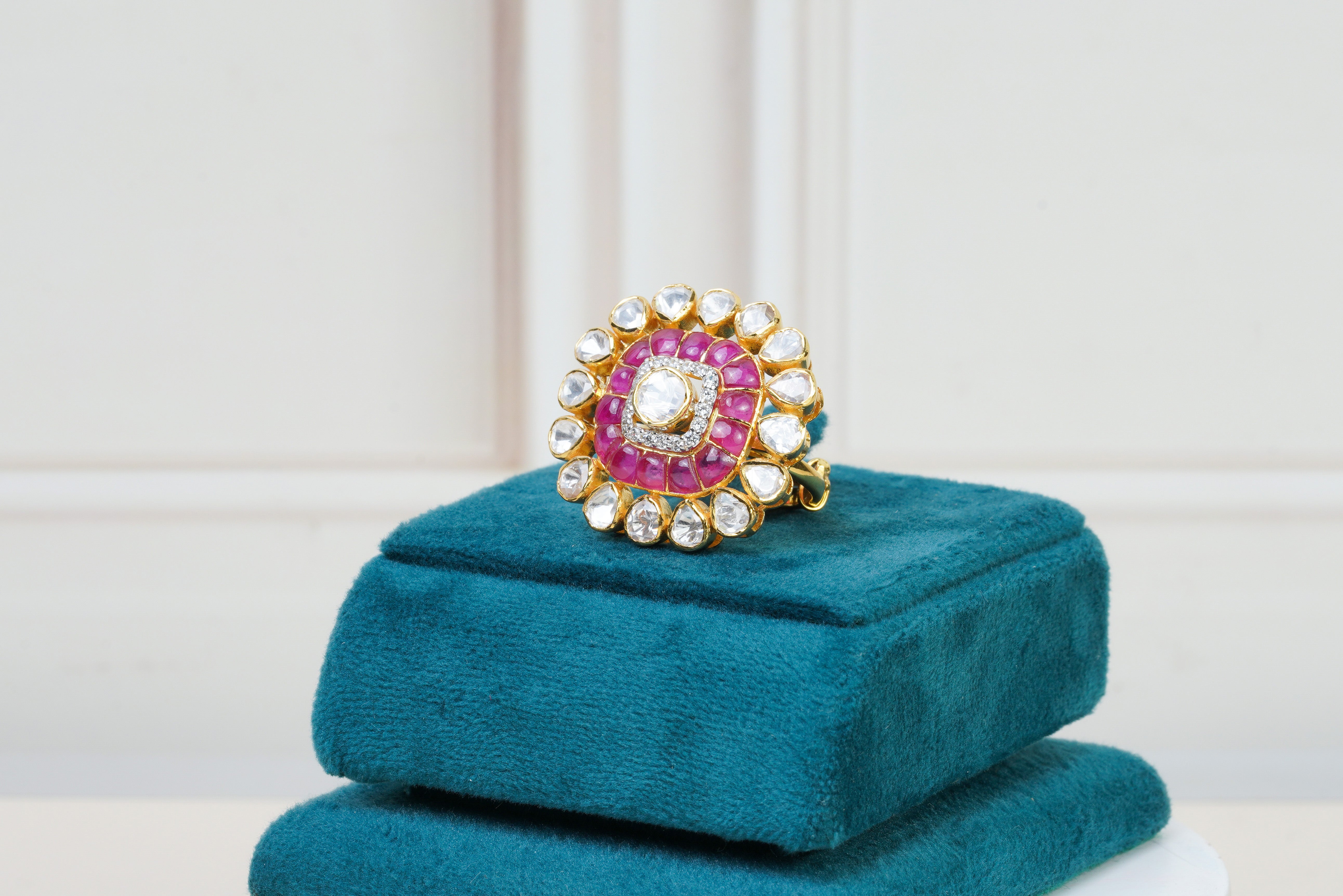 Silver Ruby Polki Statement Ring