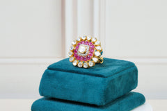 Silver Ruby Polki Statement Ring